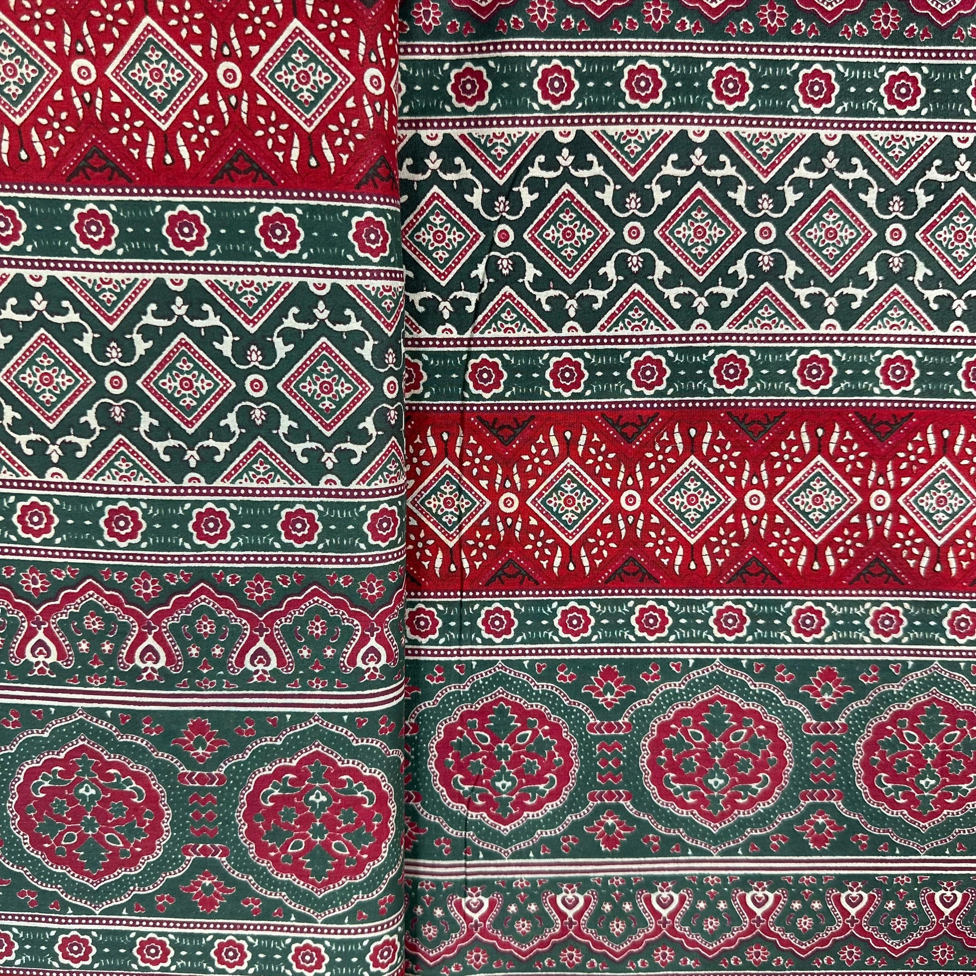 Green Ajrakh Print Cotton Fabric 24231