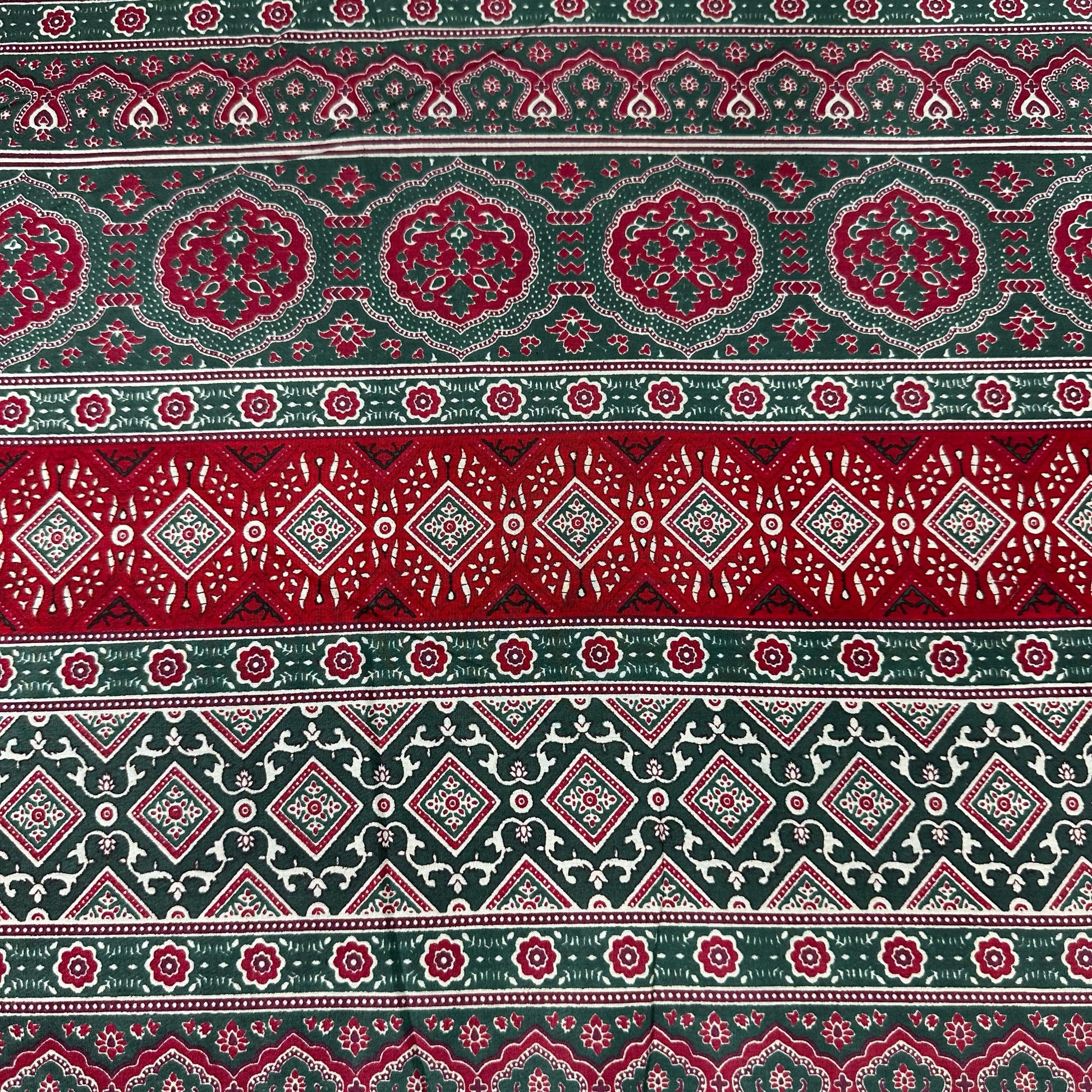 Green Ajrakh Print Cotton Fabric 24231