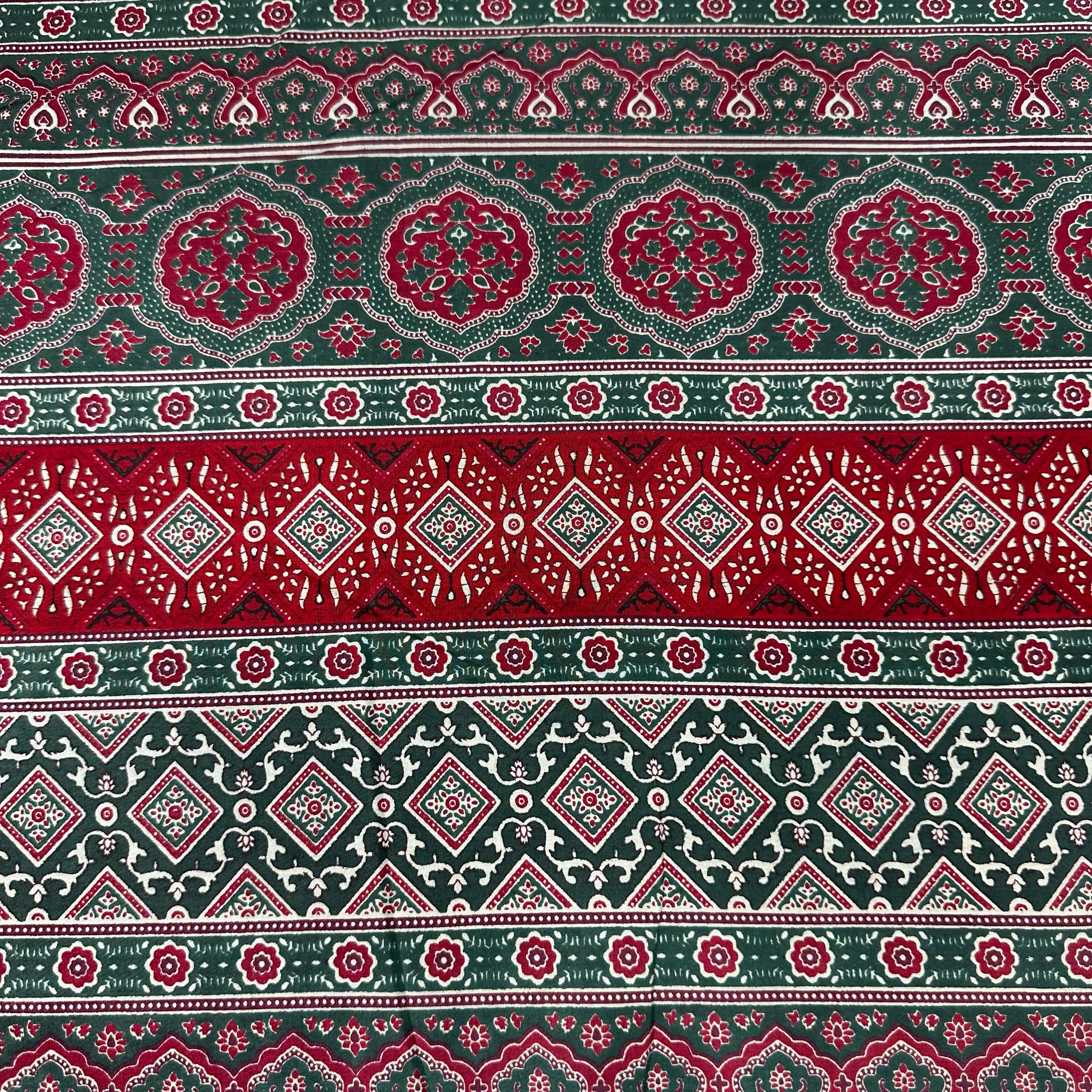 Green Ajrakh Print Cotton Fabric 24231