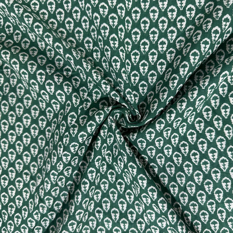 Green Bagru Print Cotton Fabric 24238