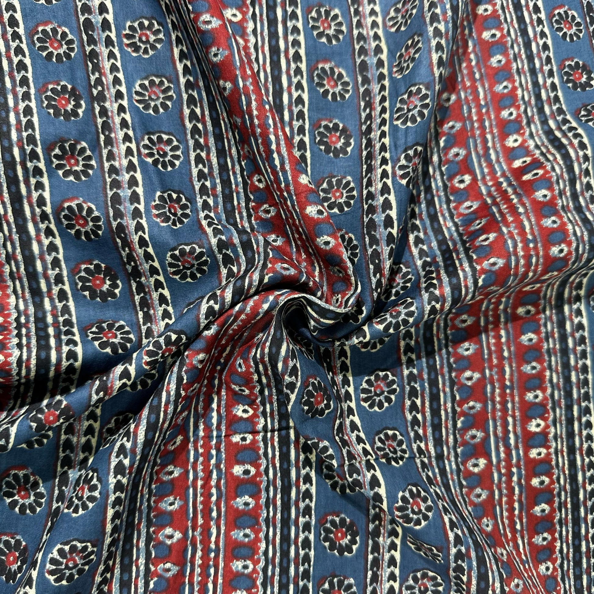 Blue Handblock Print Cotton Fabric 23633