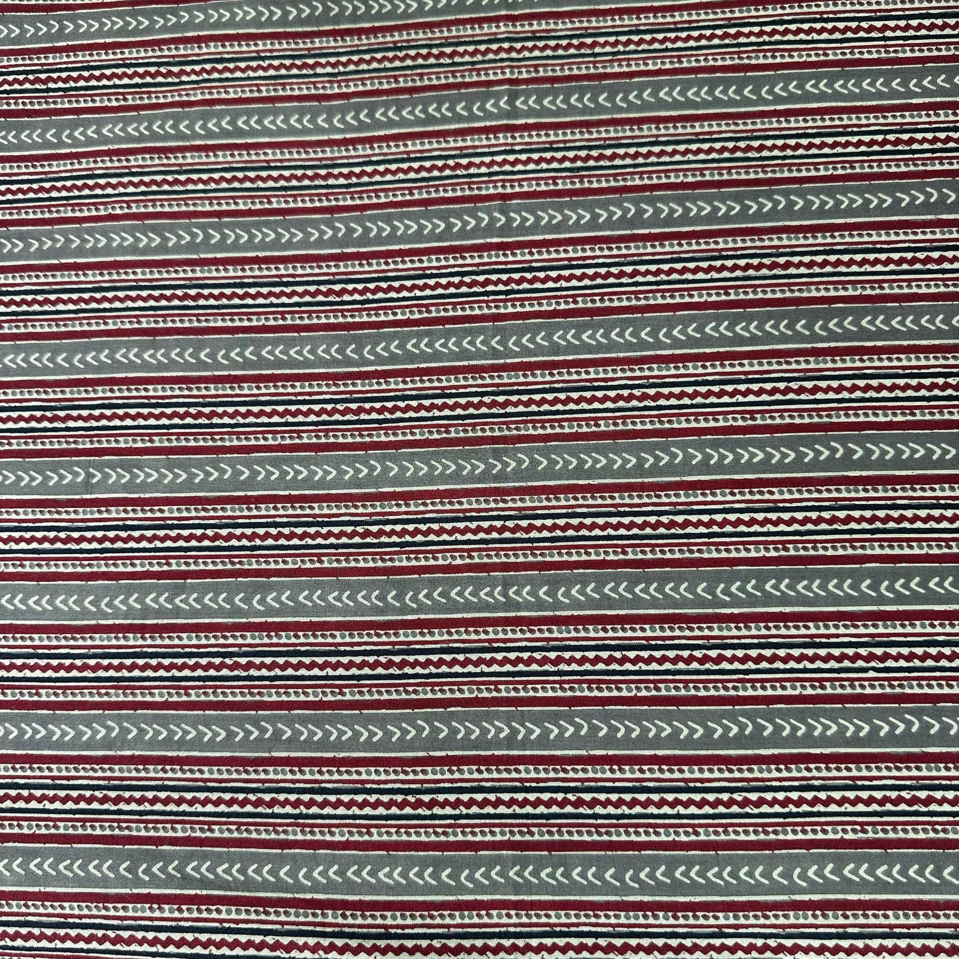 Red & Brown Ajrakh Print Cotton Fabric 23699