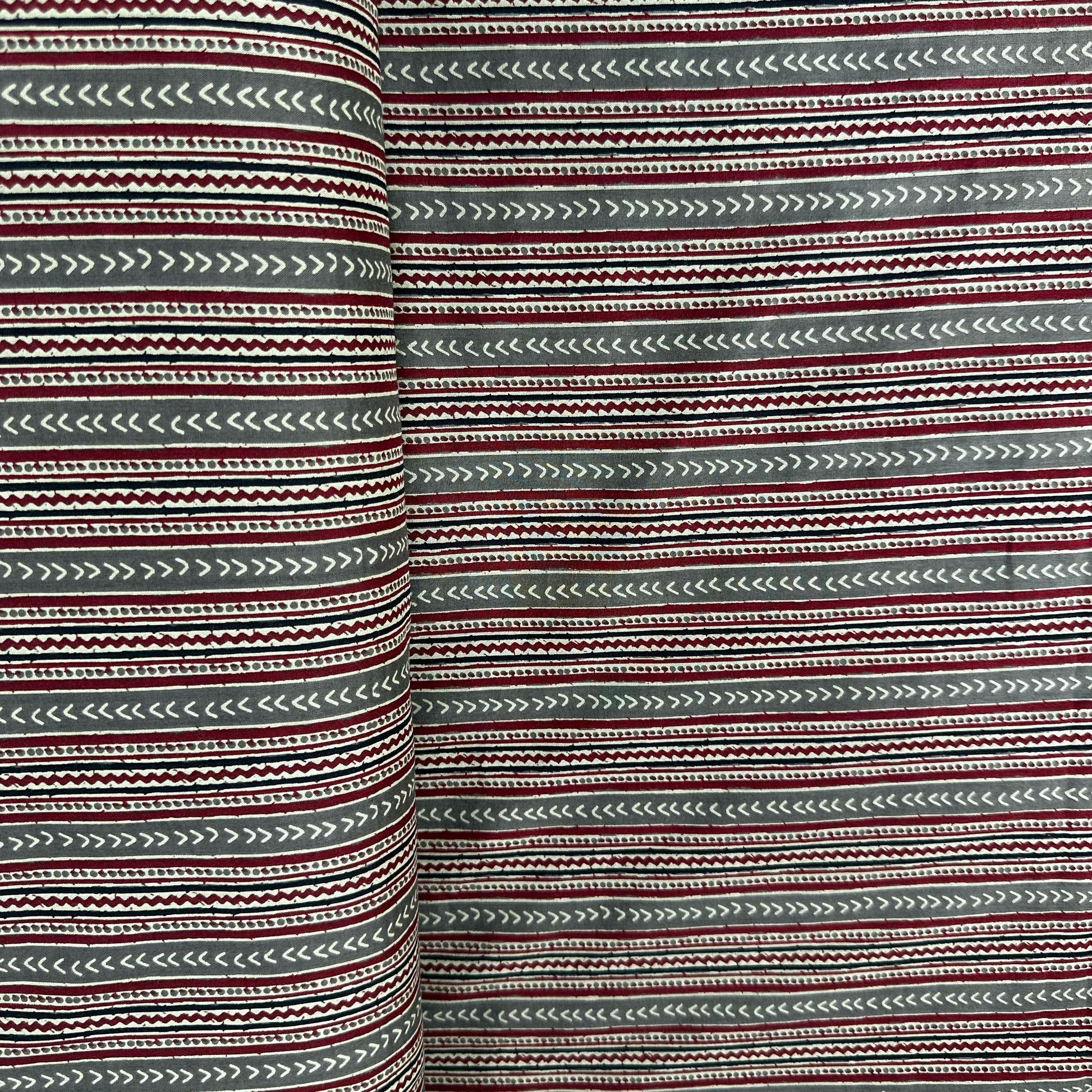 Red & Brown Ajrakh Print Cotton Fabric 23699