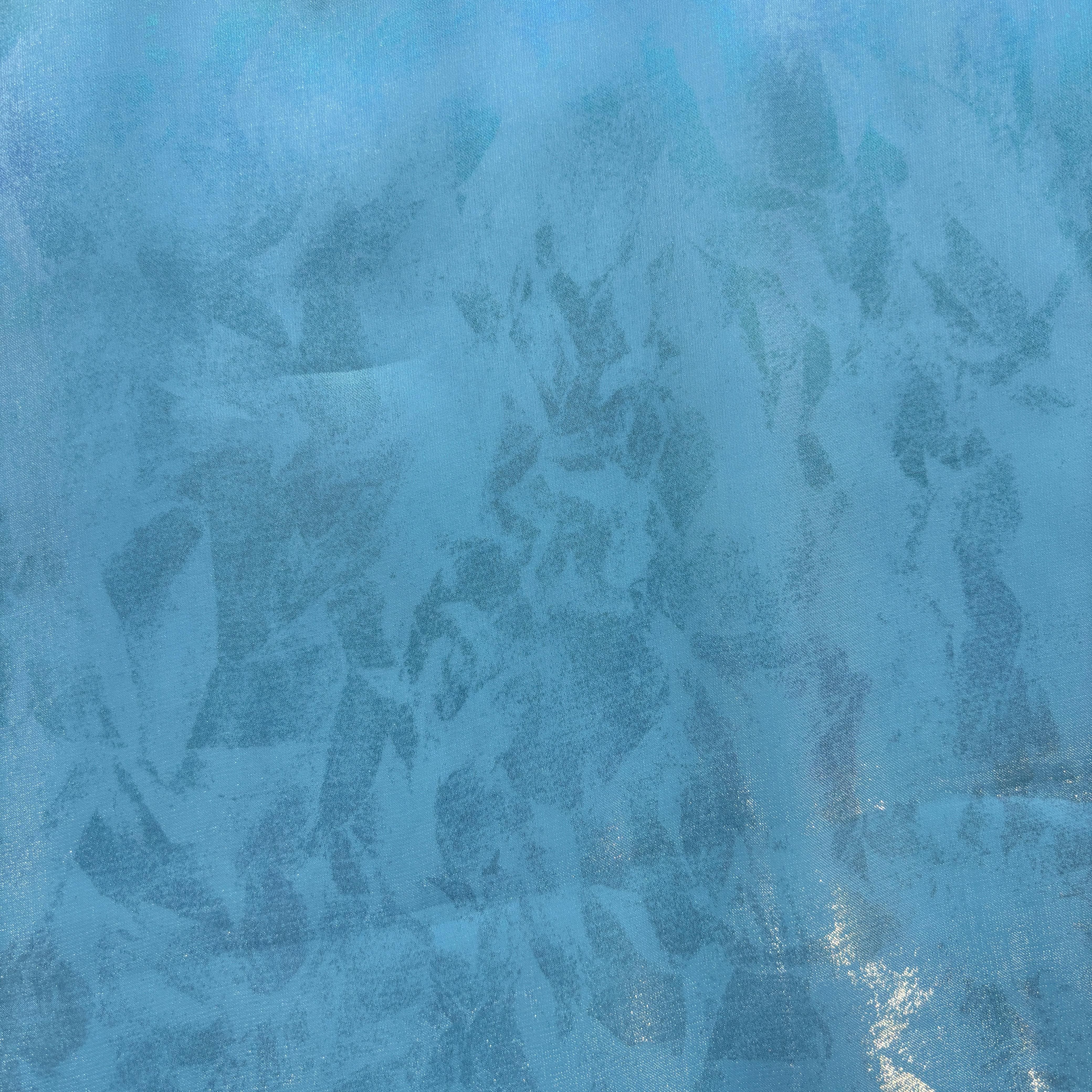 Blue 3D Floral Imported Organza Fabric 8984