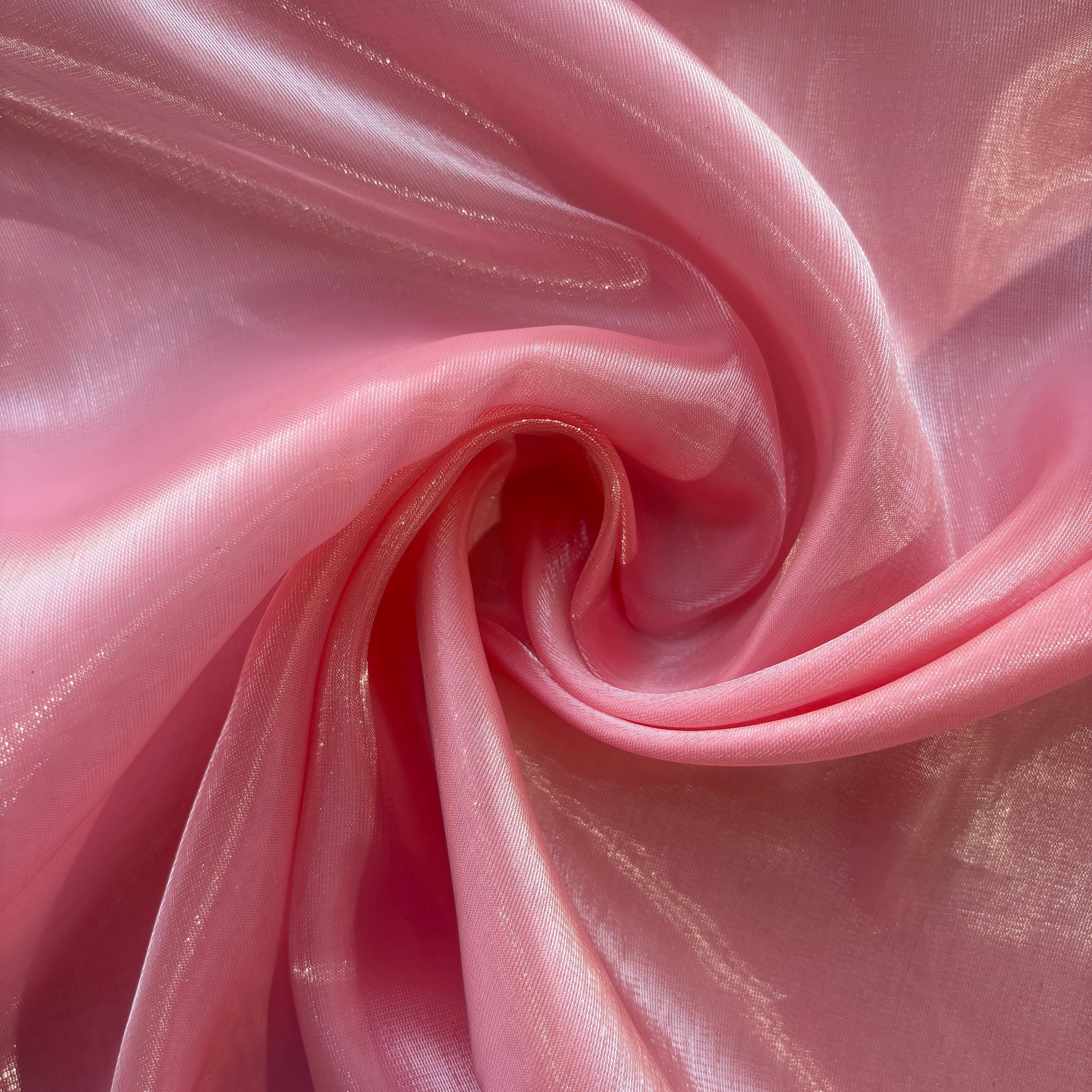 Coral Pink Solid Organza Fabric 13319