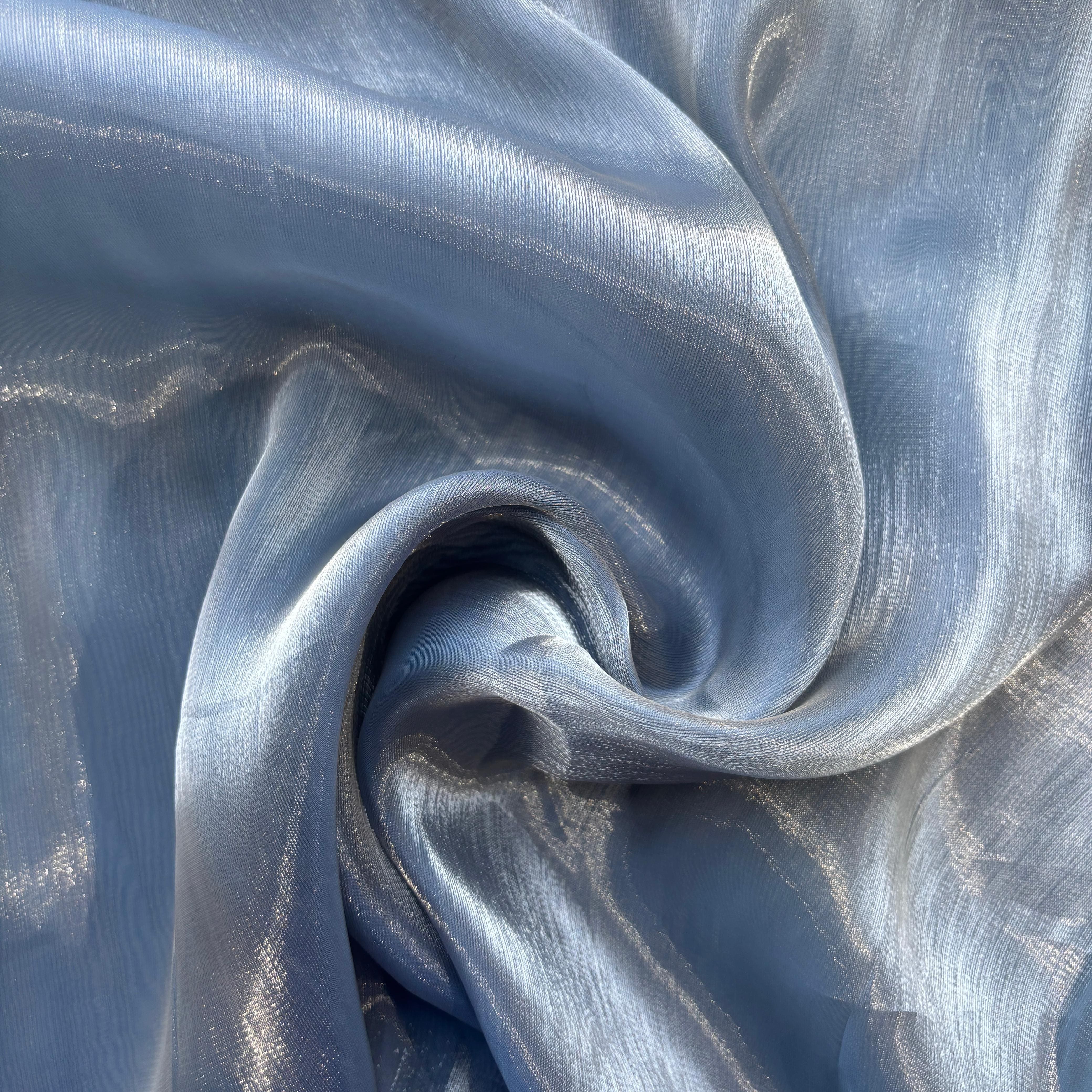 Teal Blue Solid Organza Fabric 13325