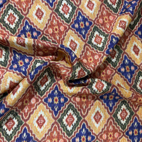 Yellow Ikkat Print Tusser Silk Fabric 20370