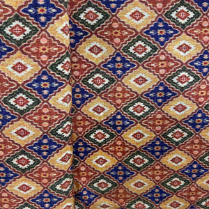 Yellow Ikkat Print Tusser Silk Fabric 20370