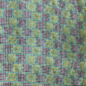 Sky Blue Geometrical Print Tusser Silk Fabric 20364
