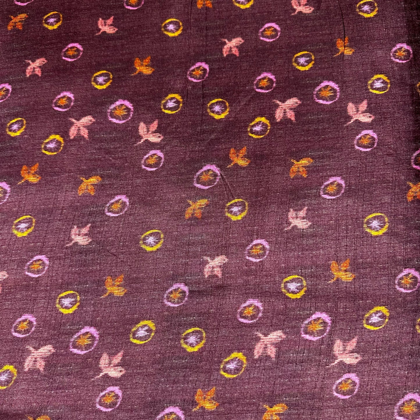 Brown Tropical Print Tusser Silk Fabric 20350