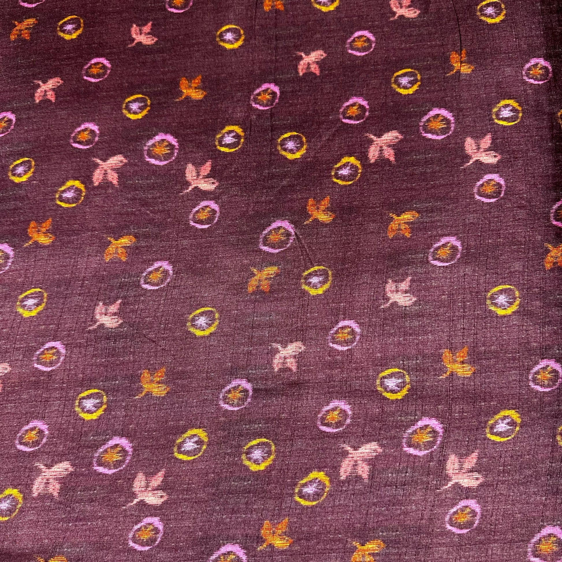 Brown Tropical Print Tusser Silk Fabric 20350