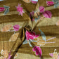 Mustard Floral Print Tusser Silk Fabric 20356