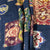 Black Traditional Print Tusser Silk Fabric 20362