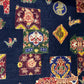 Black Traditional Print Tusser Silk Fabric 20362