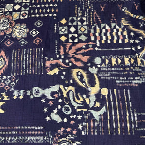 Wine Ikkat Print Tusser Silk Fabric 20371
