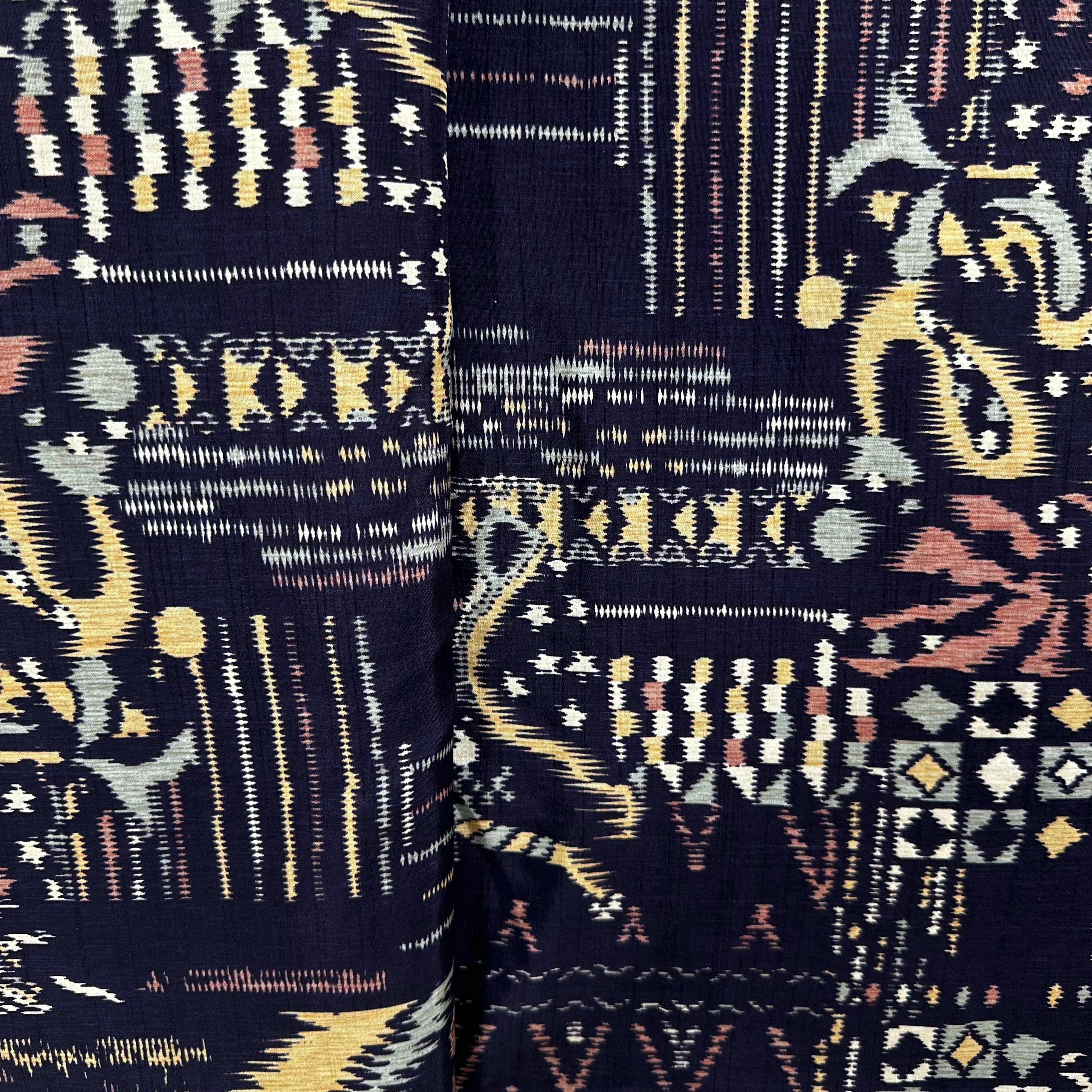 Wine Ikkat Print Tusser Silk Fabric 20371