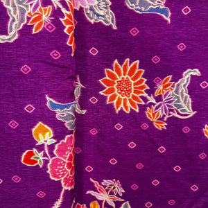 Purple Floral Print Tusser Silk Fabric 20352