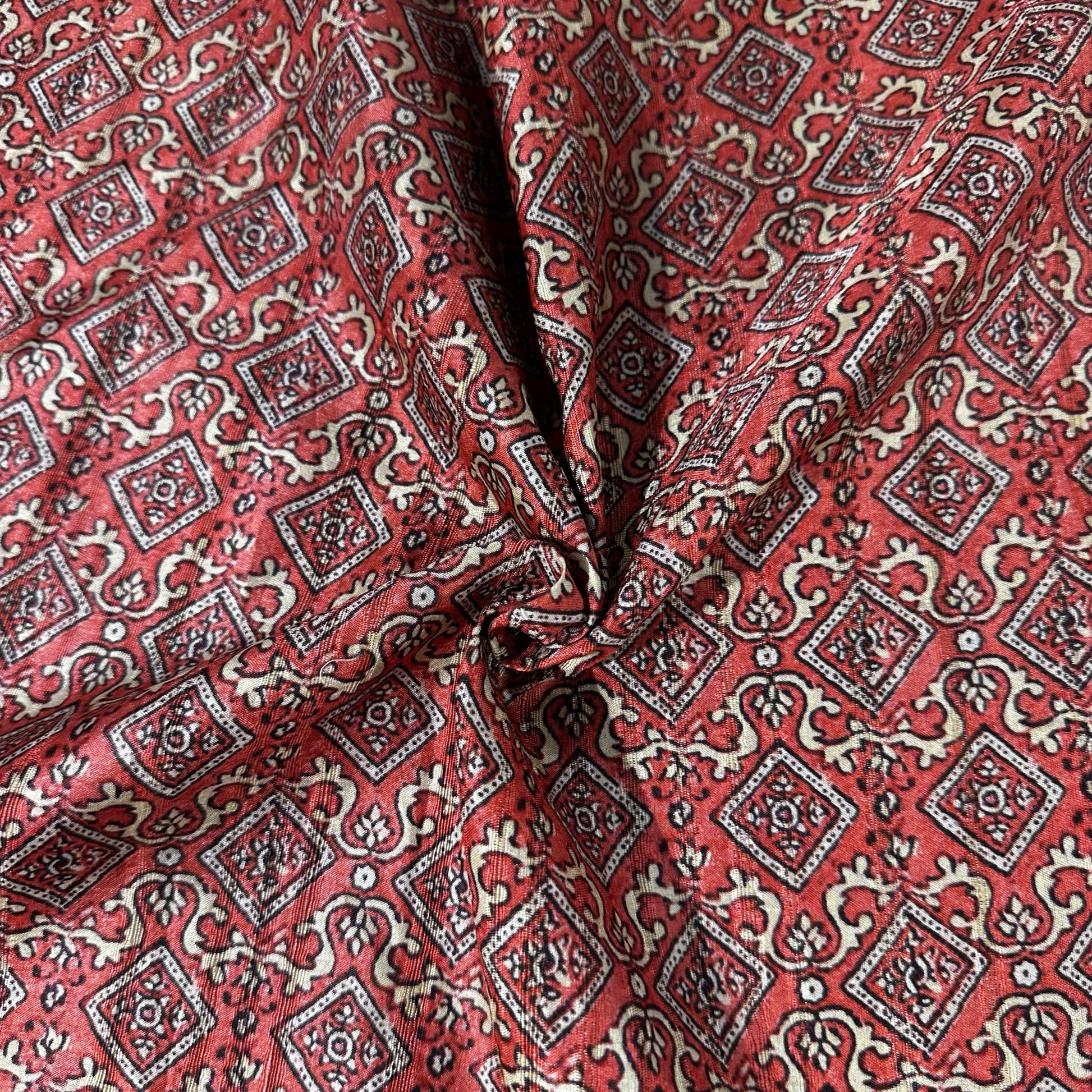 Pink Traditional Print Tusser Silk 9688