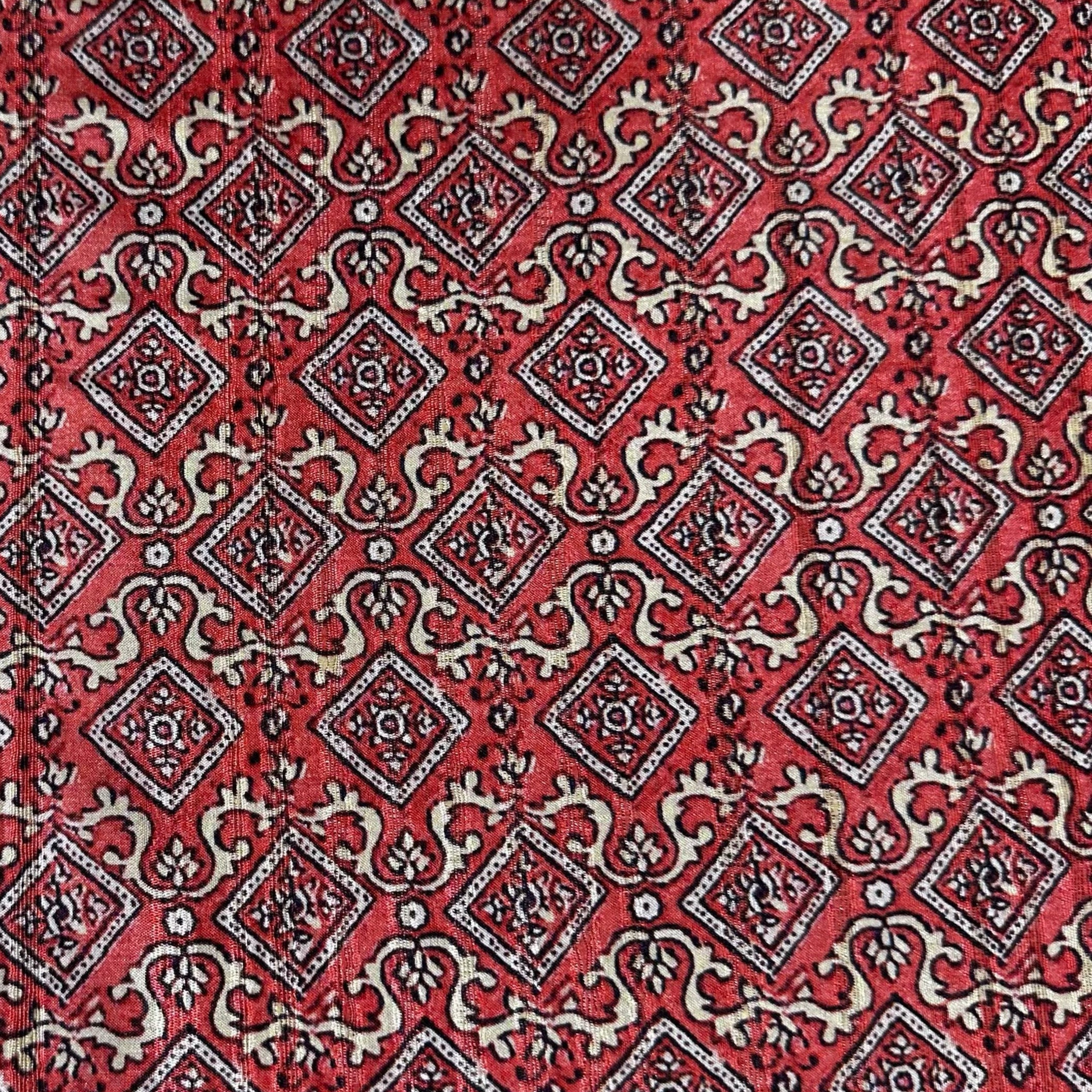 Pink Traditional Print Tusser Silk 9688