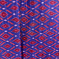 Blue Red Ikkat Print Slub Tusser Silk Fabric 12859