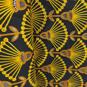 Black Thread Embroidery Cotton Fabric 15732