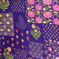 Purple Floral Print Tusser Silk Fabric 20360