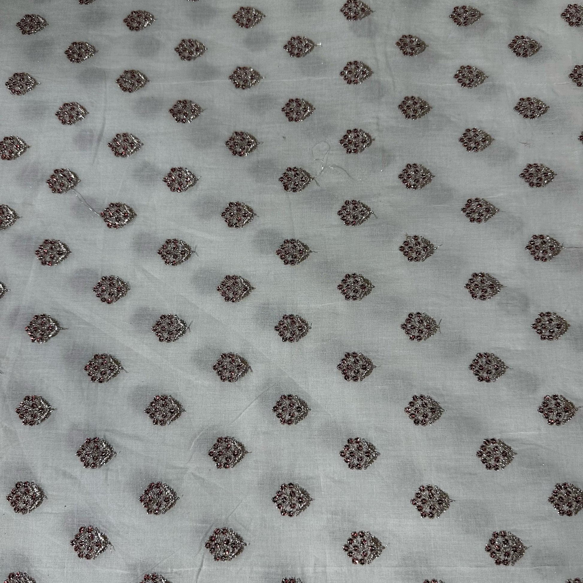 Griege Floral Sequence Embroidery Dyeable Cotton Fabric 9064