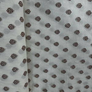 Griege Floral Sequence Embroidery Dyeable Cotton Fabric 9064
