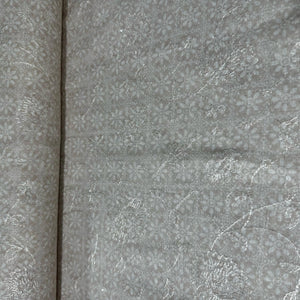 Baby Pink Floral Print Sequence Embroidery Linen Fabric 11743