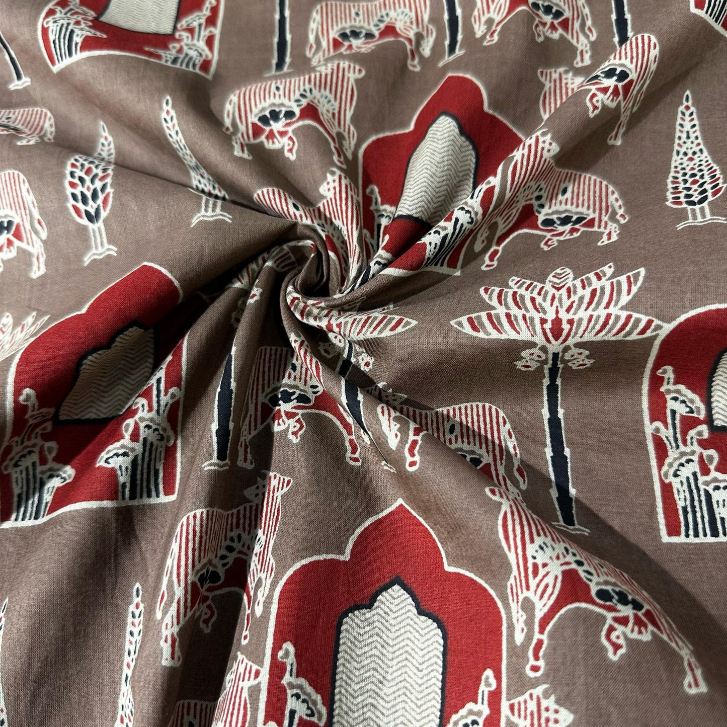 Brown Ajrakh Print Cotton Fabric 23700