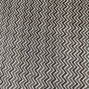 White With Orange And Brown Chevron Print Rayon Fabric 7372