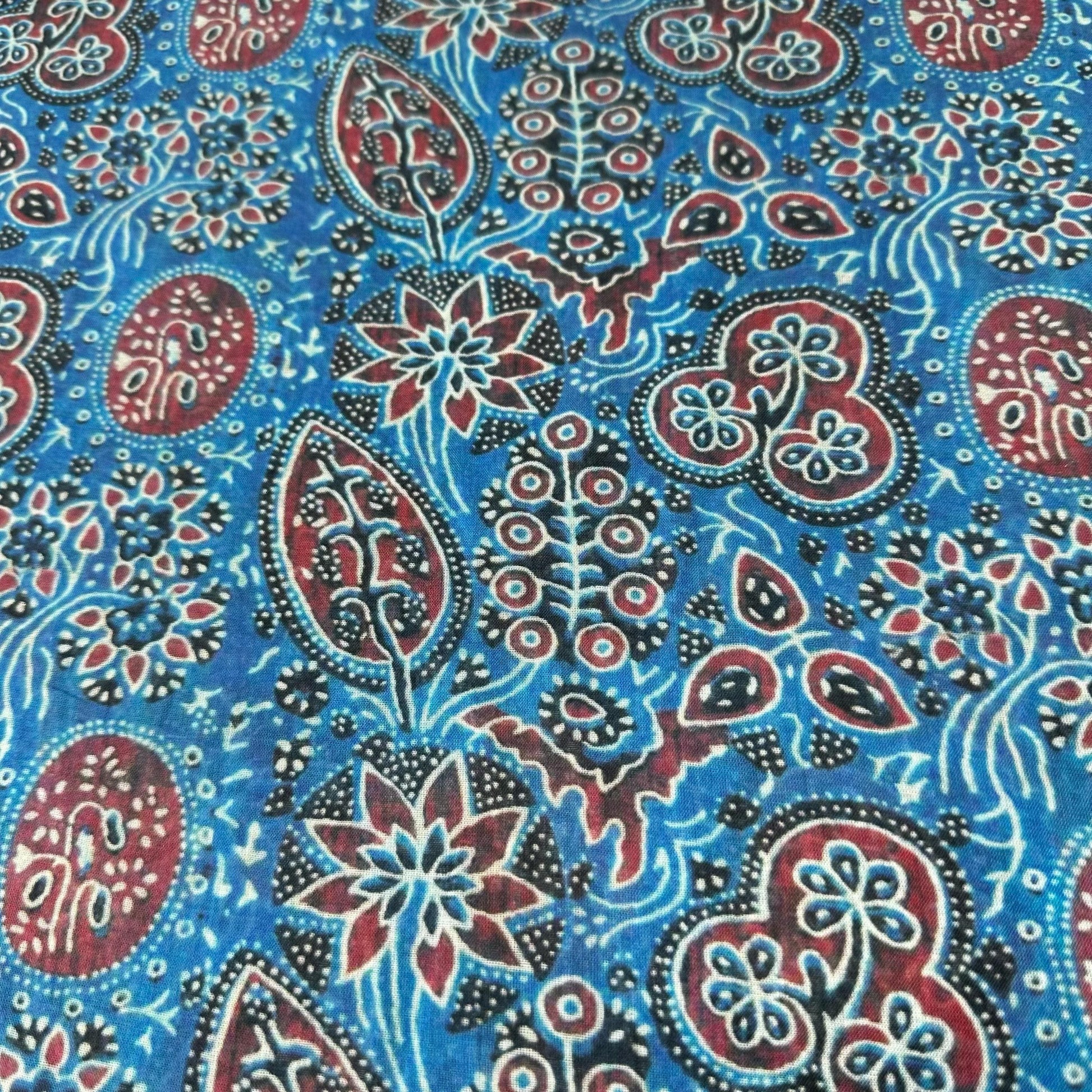 Blue Ajrakh Print Mulmul Fabric 17709