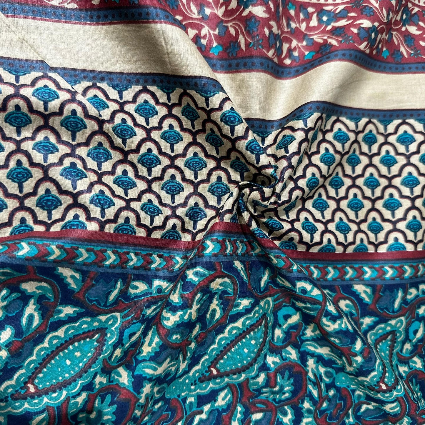 Green Paisley Print Cotton Fabric 23647
