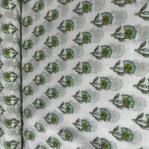 Sea Green Floral Print Cotton Fabric 23873