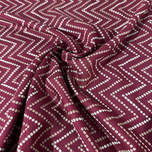 Red Chevron Print Rayon Fabric 7367