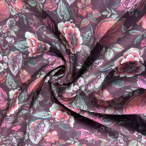 Maroon Floral Print Pashmina Fabric 20985