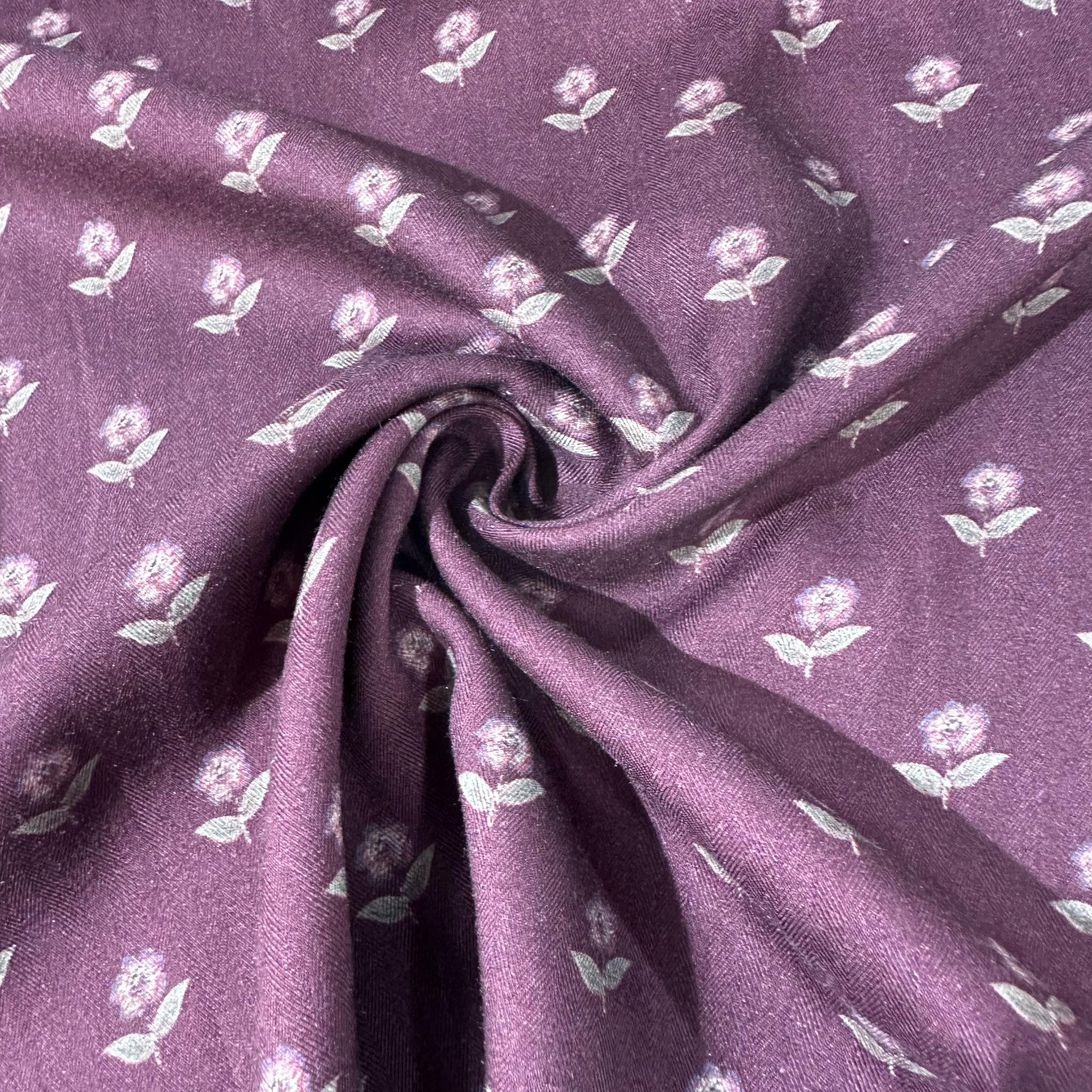 Maroon Floral Print Pashmina Fabric 20989