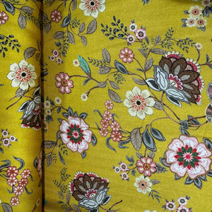 Yellow Floral Print Pashmina Fabric 20974