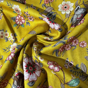 Yellow Floral Print Pashmina Fabric 20974