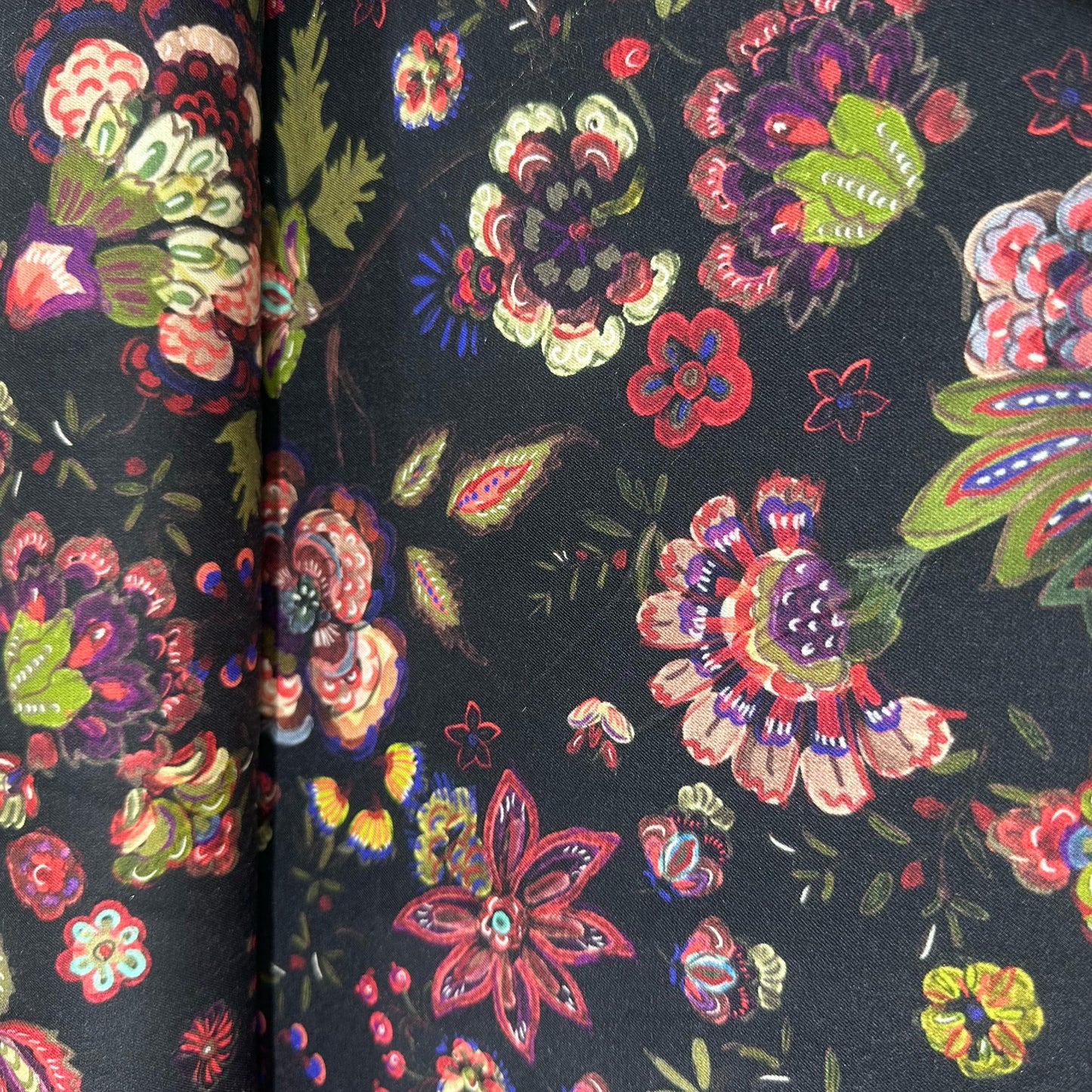 Black Floral Print Pashmina Fabric 20997