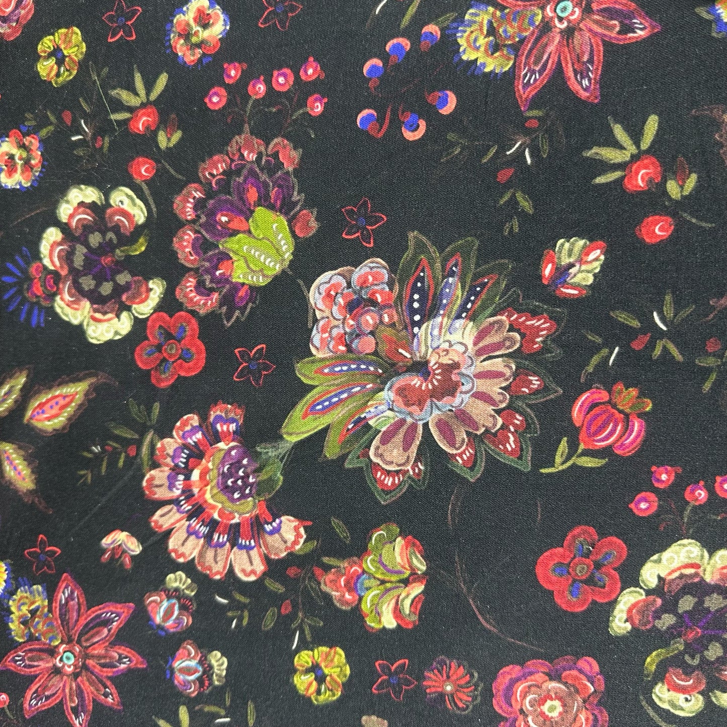 Black Floral Print Pashmina Fabric 20997