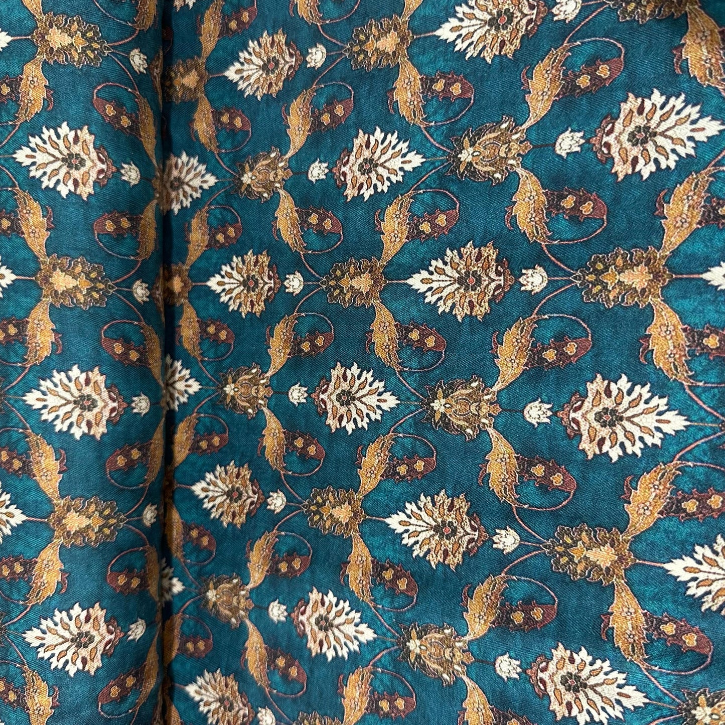 Peacock Green Floral Print Pashmina Fabric 20990