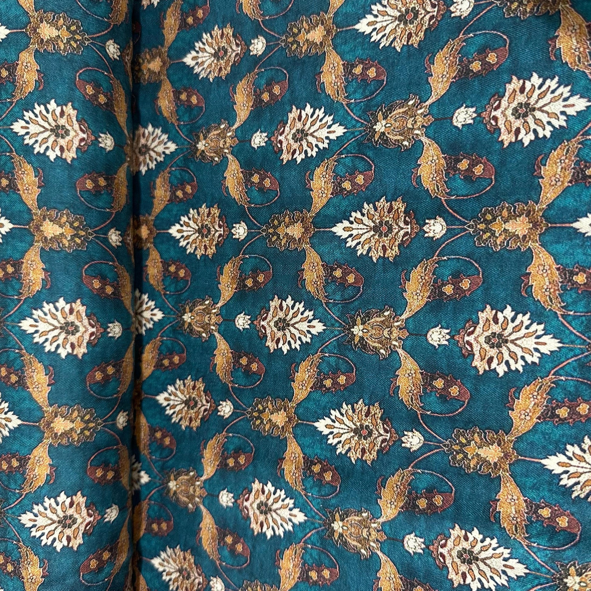 Peacock Green Floral Print Pashmina Fabric 20990