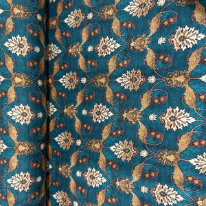 Peacock Green Floral Print Pashmina Fabric 20990
