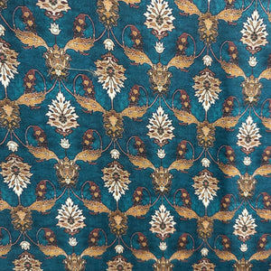 Peacock Green Floral Print Pashmina Fabric 20990