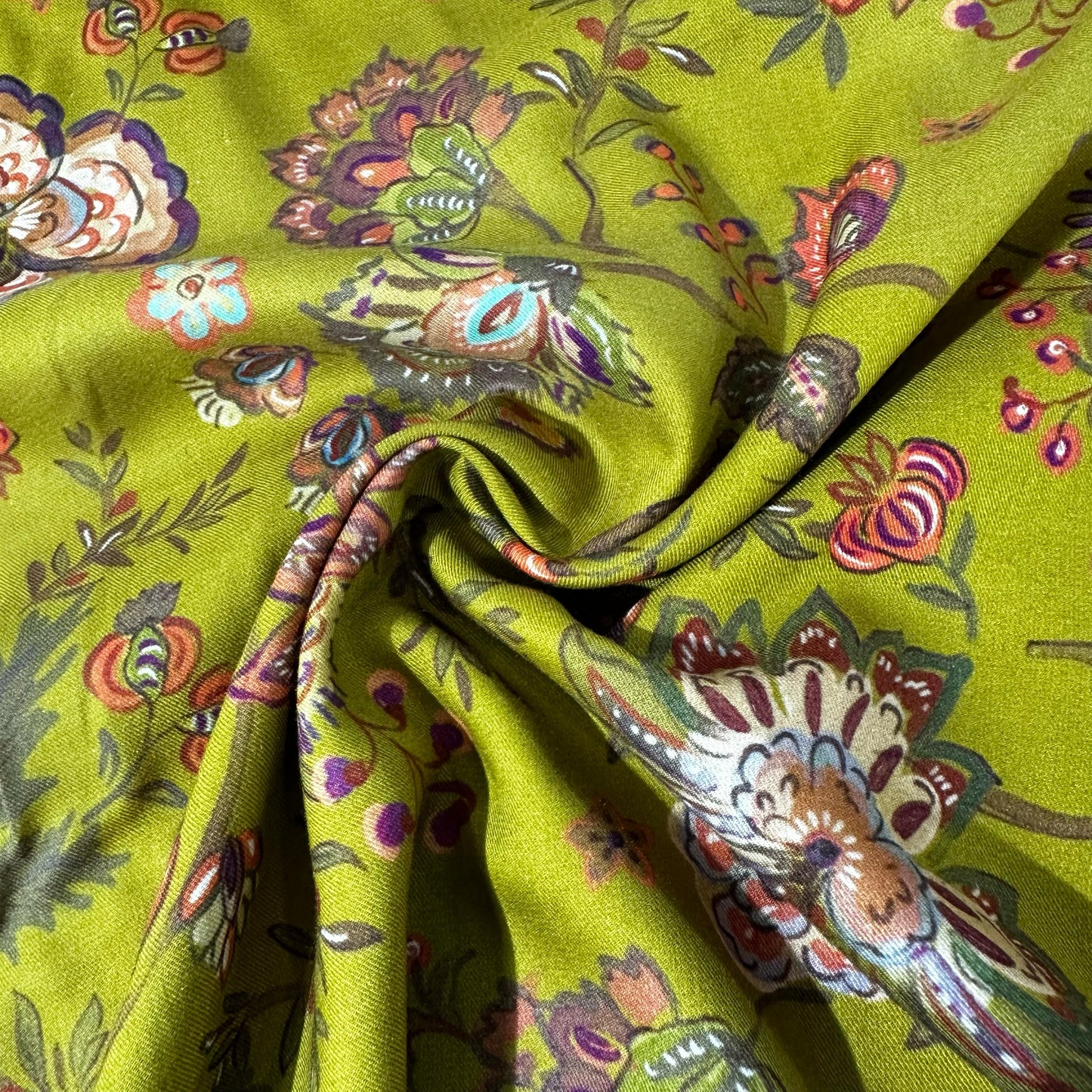 Green Floral Print Pashmina Fabric 21000