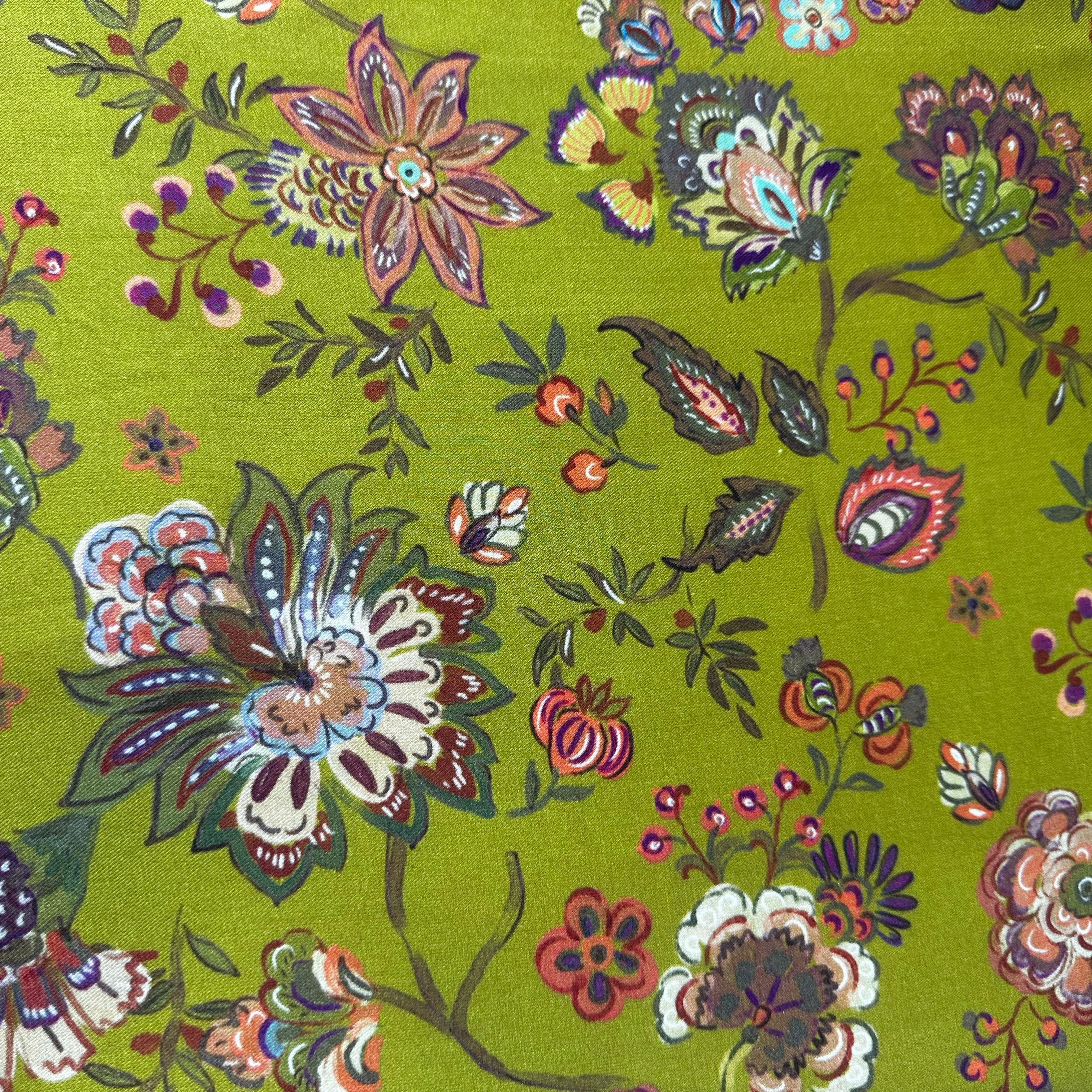 Green Floral Print Pashmina Fabric 21000