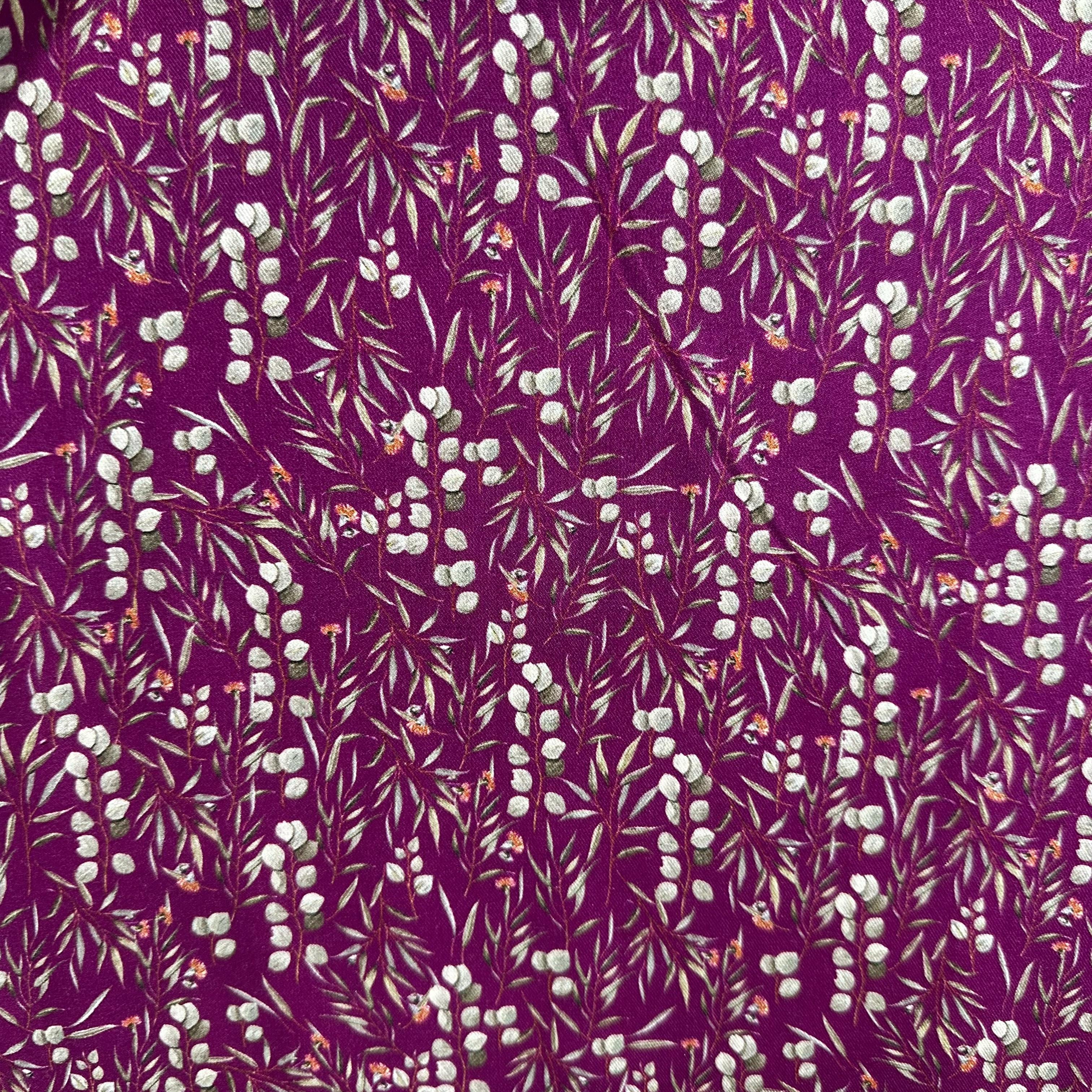 Purple Tropical Print Pashmina Fabric 20975