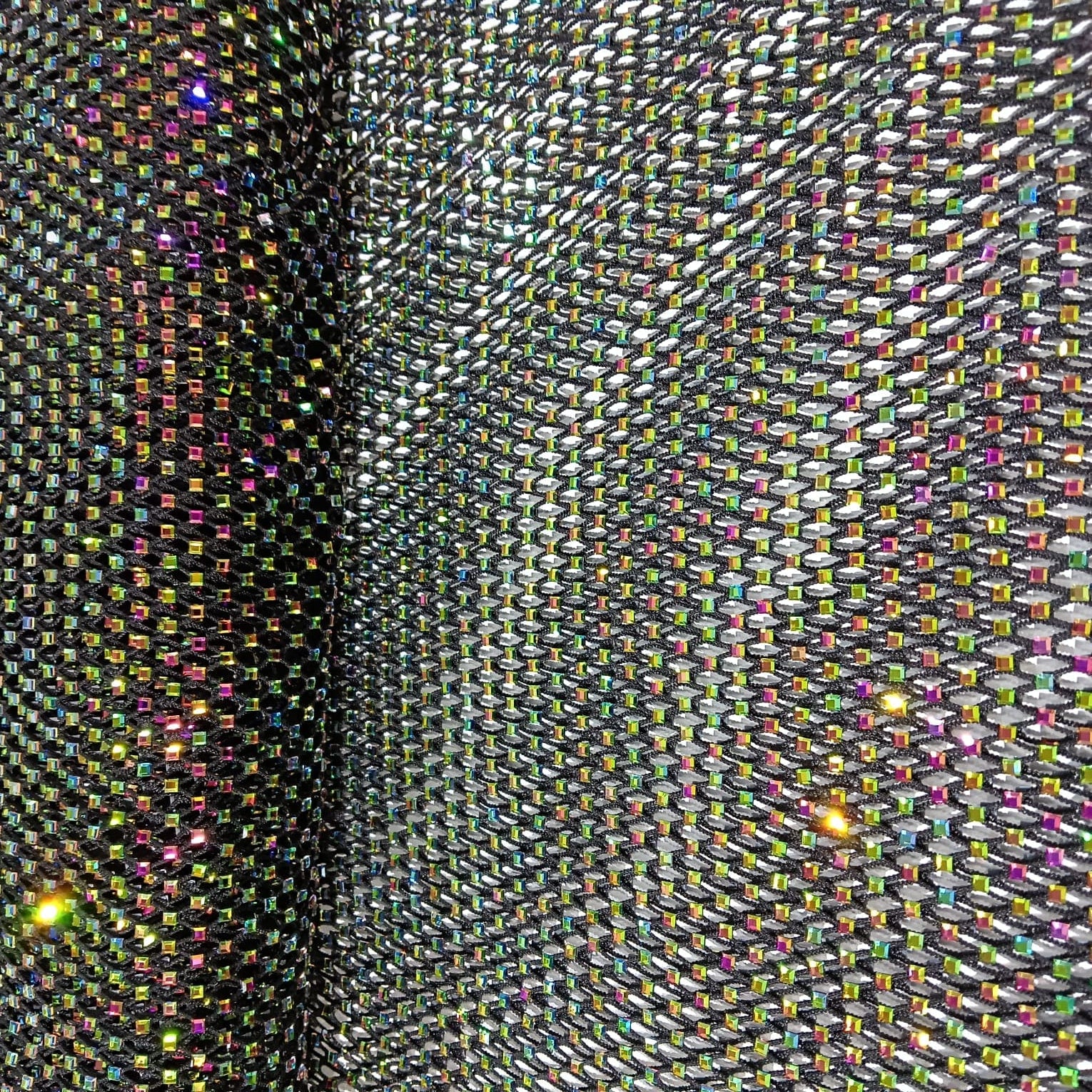 Black Imported Rhinestone Embroidery Mesh Net Fabric 12485