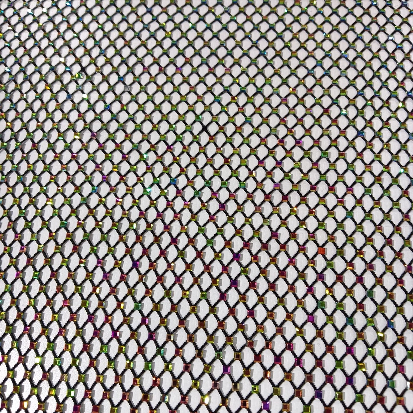 Black Imported Rhinestone Embroidery Mesh Net Fabric 12485